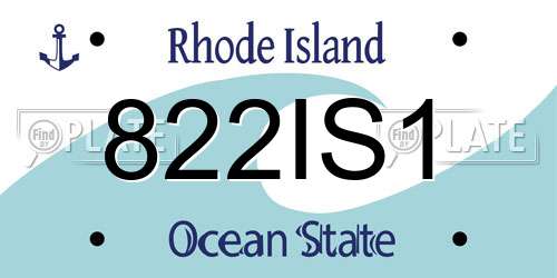 822IS1 Rhode Island License Plate