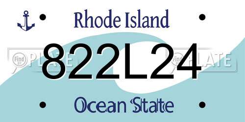 822L24 Rhode Island License Plate
