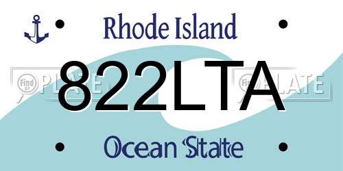 822LTA Rhode Island License Plate