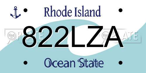 822LZA Rhode Island License Plate