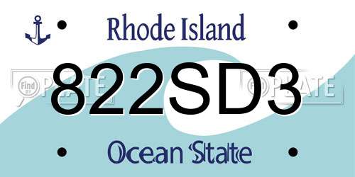 822SD3 Rhode Island License Plate