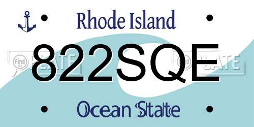 822SQE Rhode Island License Plate