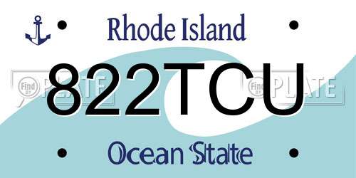 822TCU Rhode Island License Plate
