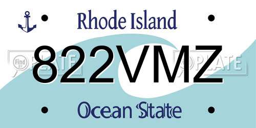 822VMZ Rhode Island License Plate