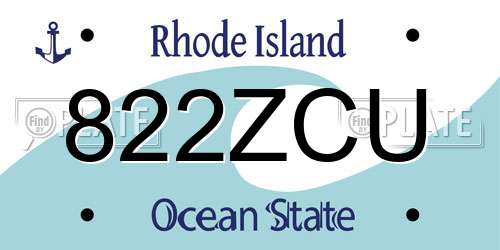 822ZCU Rhode Island License Plate