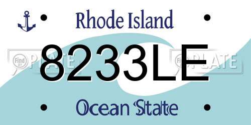 8233LE Rhode Island License Plate