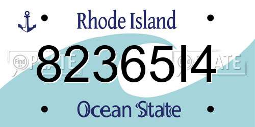 82365I4 Rhode Island License Plate