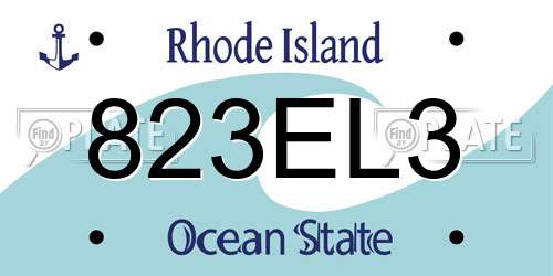 823EL3 Rhode Island License Plate
