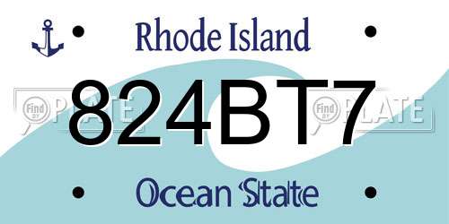 824BT7 Rhode Island License Plate