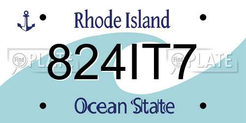 824IT7 Rhode Island License Plate