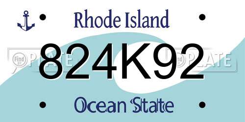 824K92 Rhode Island License Plate