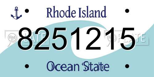 8251215 Rhode Island License Plate