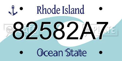 82582A7 Rhode Island License Plate