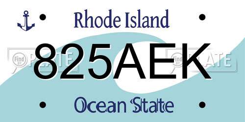 825AEK Rhode Island License Plate