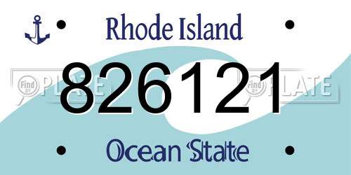 826121 Rhode Island License Plate
