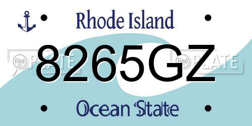 8265GZ Rhode Island License Plate