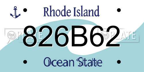 826B62 Rhode Island License Plate