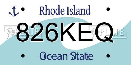 826KEQ Rhode Island License Plate
