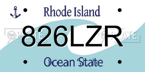 826LZR Rhode Island License Plate