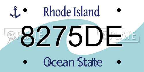 8275DE Rhode Island License Plate