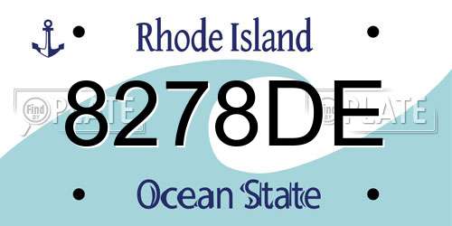 8278DE Rhode Island License Plate