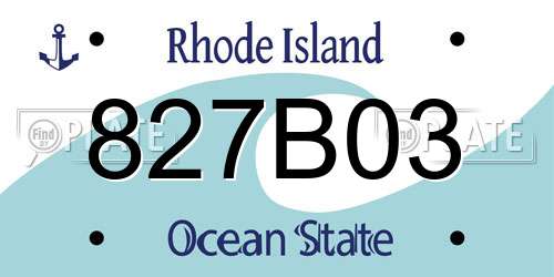 827B03 Rhode Island License Plate
