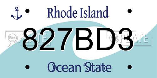 827BD3 Rhode Island License Plate