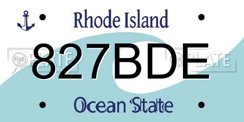 827BDE Rhode Island License Plate