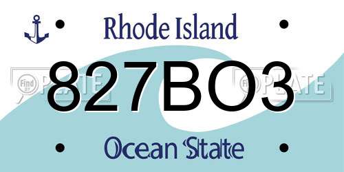 827BO3 Rhode Island License Plate