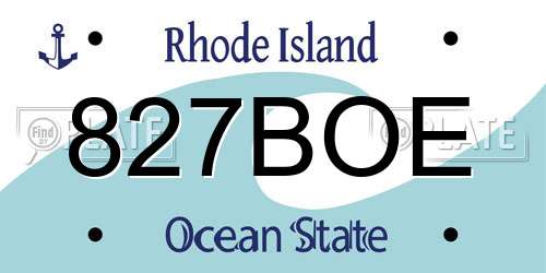 827BOE Rhode Island License Plate