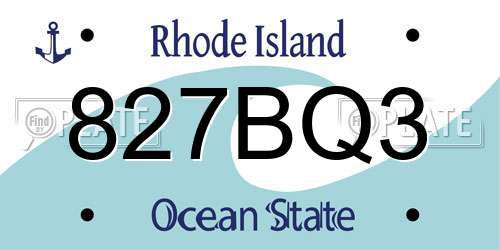827BQ3 Rhode Island License Plate