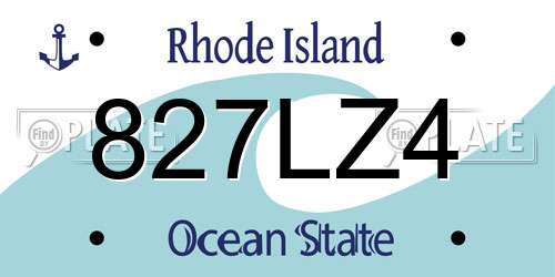 827LZ4 Rhode Island License Plate