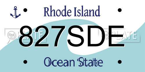 827SDE Rhode Island License Plate