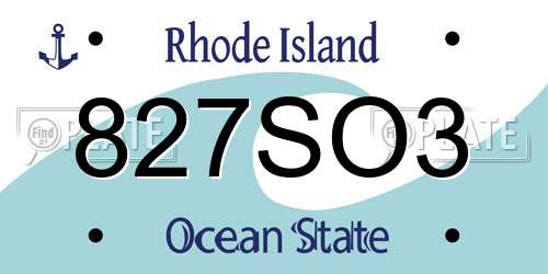 827SO3 Rhode Island License Plate