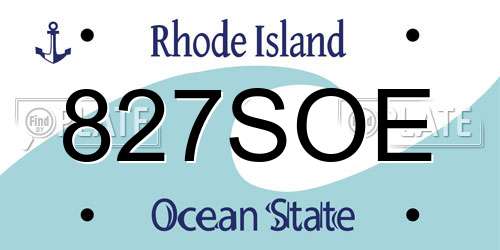 827SOE Rhode Island License Plate