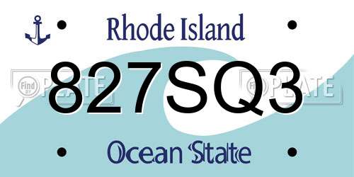 827SQ3 Rhode Island License Plate