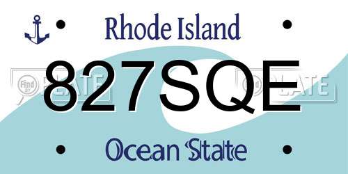 827SQE Rhode Island License Plate