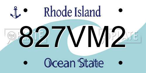 827VM2 Rhode Island License Plate