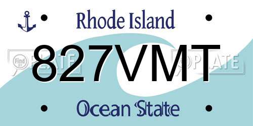 827VMT Rhode Island License Plate