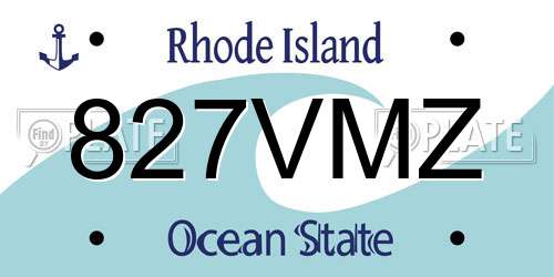 827VMZ Rhode Island License Plate