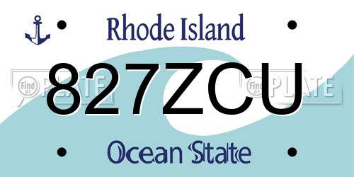 827ZCU Rhode Island License Plate