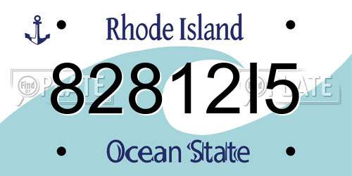 82812I5 Rhode Island License Plate