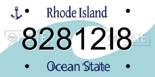 82812I8 Rhode Island License Plate