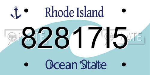 82817I5 Rhode Island License Plate