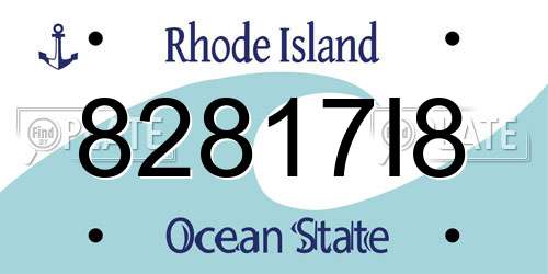 82817I8 Rhode Island License Plate