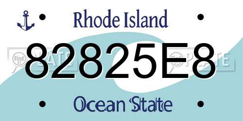 82825E8 Rhode Island License Plate