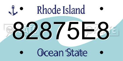 82875E8 Rhode Island License Plate
