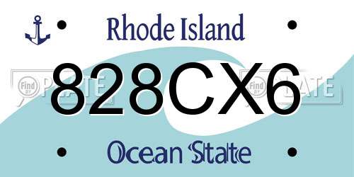 828CX6 Rhode Island License Plate