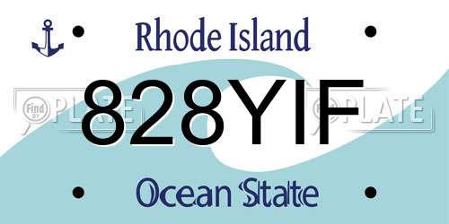 828YIF Rhode Island License Plate