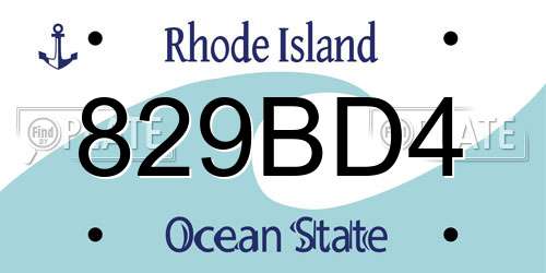 829BD4 Rhode Island License Plate